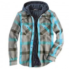 plaid hooded shirt jacket HF0613-05-01