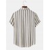 Mens Striped Button Up Lapel Daily Short Sleeve Shirts